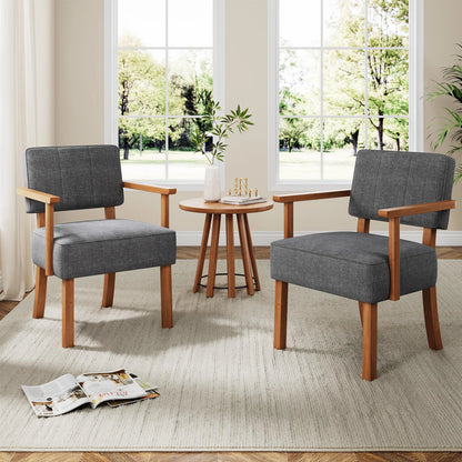 Loungesessel Beige – Moderner Cord Polstersessel mit Holzgestell & Armlehnen fuer Wohnzimmer & Schlafzimmer