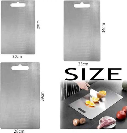 Edelstahl Schneidebrett Titan Optik – Beidseitiges Metall Schneidebrett fuer Fleisch & Gemuese