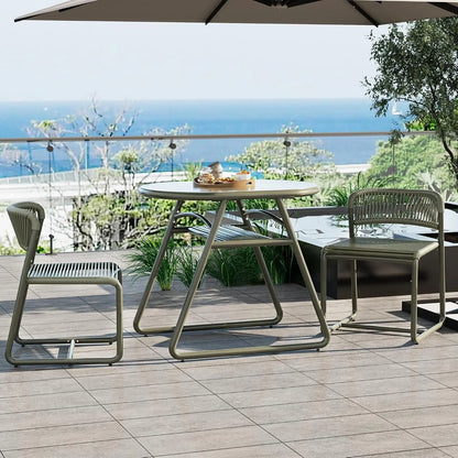 Bistro Set 3-teilig Wetterfest Metall – Modernes Gartenmöbel Set mit 2 Stühlen & Tisch