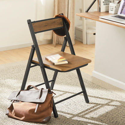 Klappstuhl Metall 2er Set Schwarz – Platzsparender Klappbarer Esszimmerstuhl bis 150kg Tragkraft