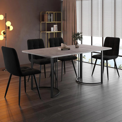 Moderne Esszimmerstühle 4er Set Samt – Ergonomische Küchenstühle Polsterstuhl Metall