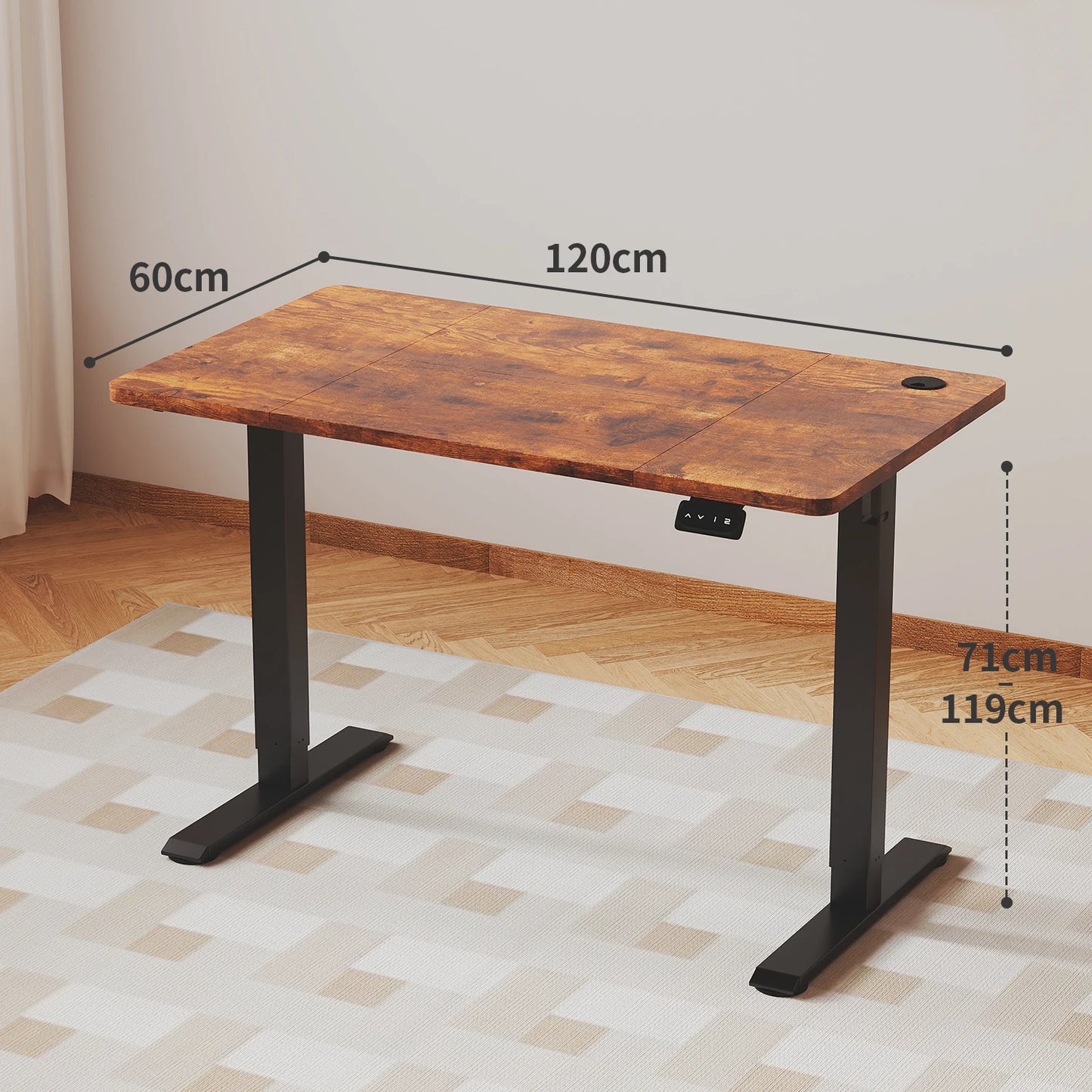 Devoko Height Adjustable Desk Electric Tabletop 120x60cm Height Adjustable table Standing Desk