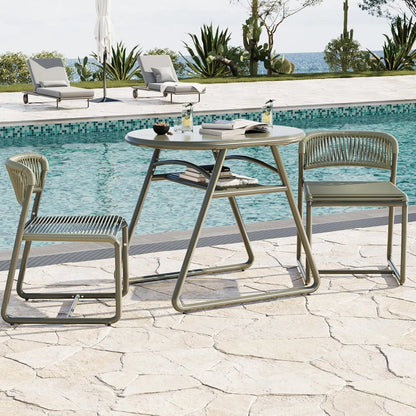 Bistro Set 3-teilig Wetterfest Metall – Modernes Gartenmöbel Set mit 2 Stühlen & Tisch