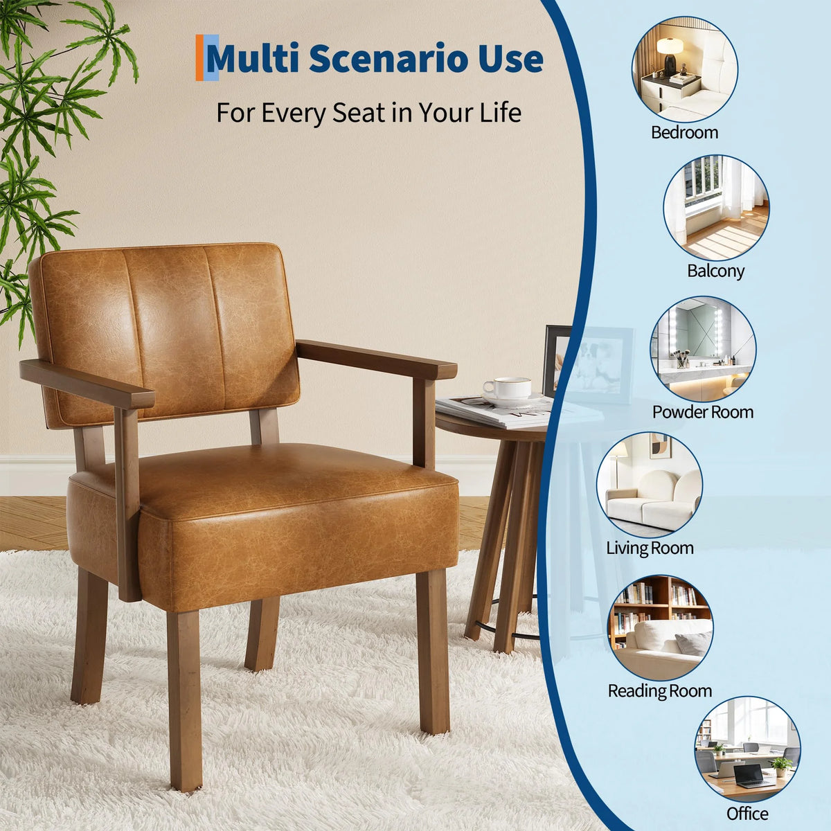 Loungesessel Beige – Moderner Cord Polstersessel mit Holzgestell & Armlehnen fuer Wohnzimmer & Schlafzimmer