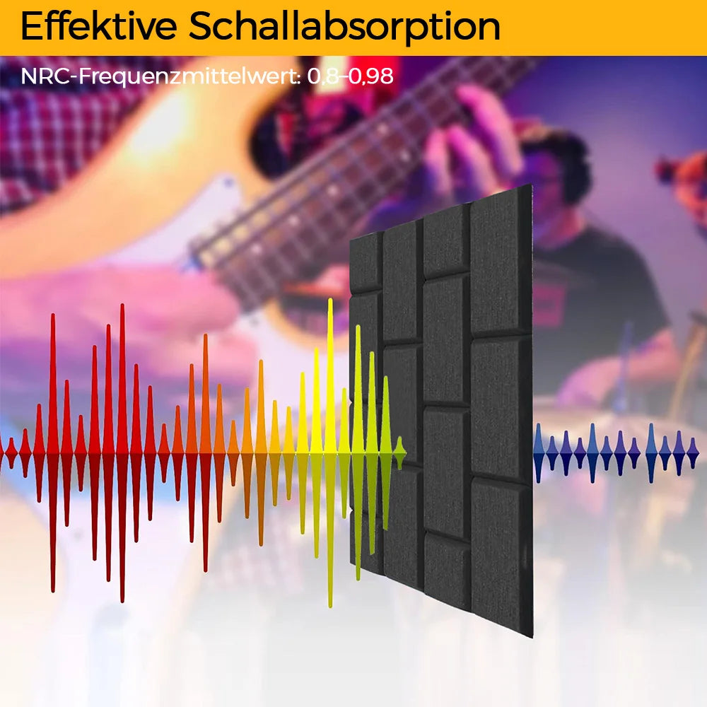 3D Wandpaneele Backsteinoptik 12er Set 30x30cm – Selbstklebende Akustikpaneele aus Polyester