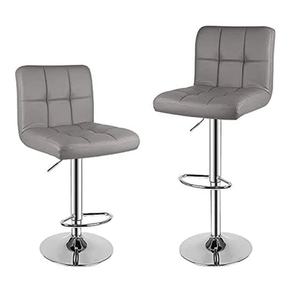 Barhocker 2er Set Höhensverstellbar Kunstleder Schwarz – Drehbarer Tresenstuhl Chrom