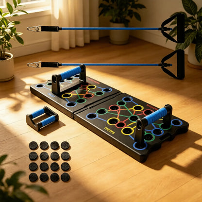 Liegestützbrett Klappbar 12-in-1 – Farbcodiertes Push Up Board für Brust, Schulter & Triceps
