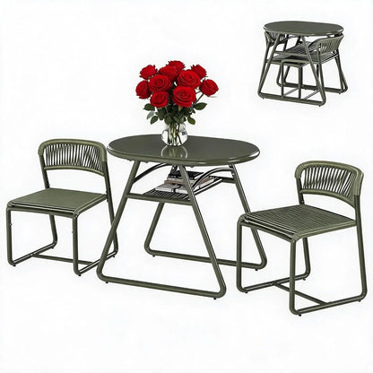 Bistro Set 3-teilig Wetterfest Metall – Modernes Gartenmöbel Set mit 2 Stühlen & Tisch