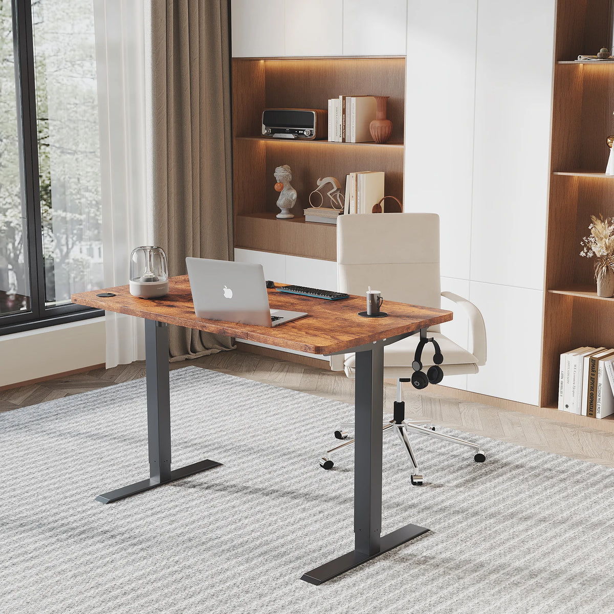 Devoko Height Adjustable Desk Electric Tabletop 120x60cm Height Adjustable table Standing Desk