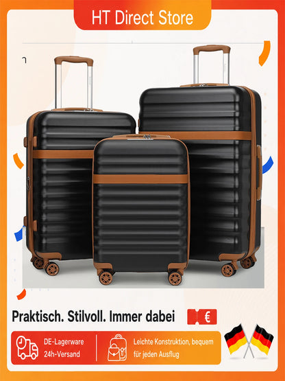 Kofferset 3-teilig Hartschale ABS PC – Dehnbarer Reisekoffer Set mit TSA Schloss & 360 Rollen