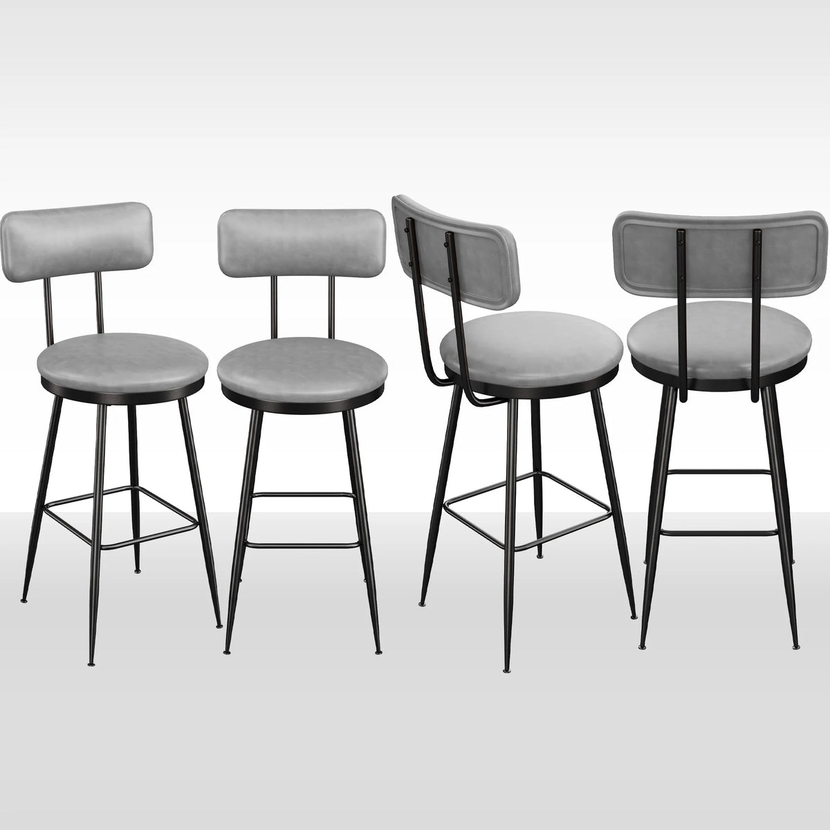 Barhocker 2er Set Schwarz – Moderne Tresenstuehle aus Kunstleder & Metall fuer Kueche, Bar & Counter bis 120kg