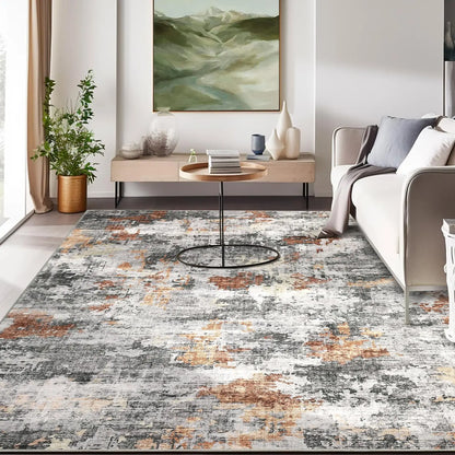 Moderner Teppich 160x220cm Waschbar – Abstrakter Kurzflor Teppich für Wohnzimmer & Schlafzimmer