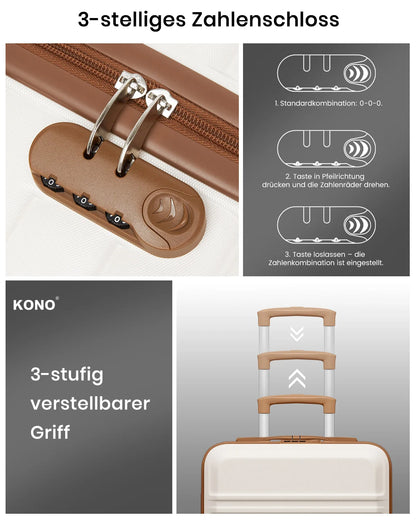 Hartschalen Kofferset Schwarz TSA – Leichtes Koffer Set mit Reisetasche & Kosmetikkoffer