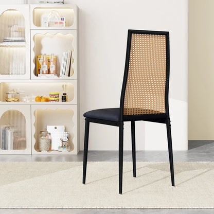 Rattan Esszimmerstühle 2er Set Holzoptik – Polsterstühle Wiener Geflecht für Küche & Wohnzimmer