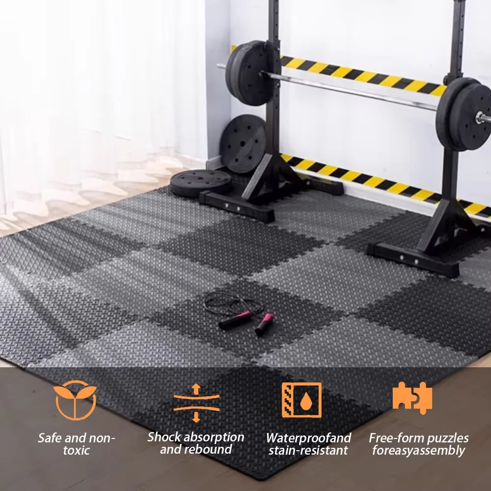 Bodenschutzmatten 60x60cm 12er Set – EVA Schaumstoff Puzzlematten für Homegym & Fitness