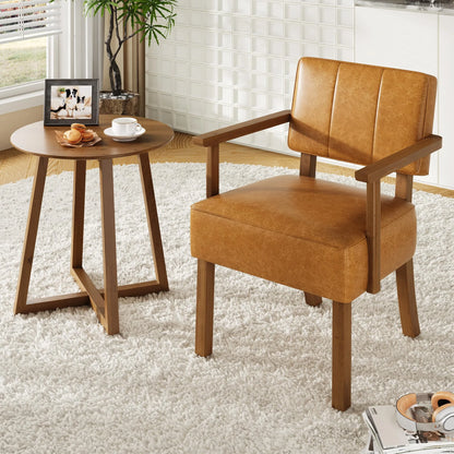 Loungesessel Beige – Moderner Cord Polstersessel mit Holzgestell & Armlehnen fuer Wohnzimmer & Schlafzimmer