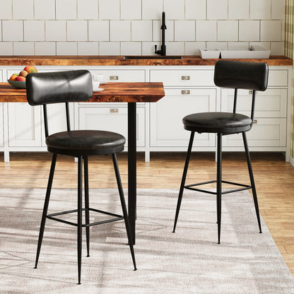 Barhocker 2er Set Schwarz – Moderne Tresenstuehle aus Kunstleder & Metall fuer Kueche, Bar & Counter bis 120kg