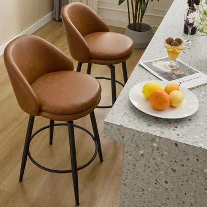 Drehbarer Barhocker 66cm Retro Kunstleder – Moderner Tresenstuhl Schwarz mit Rückenlehne