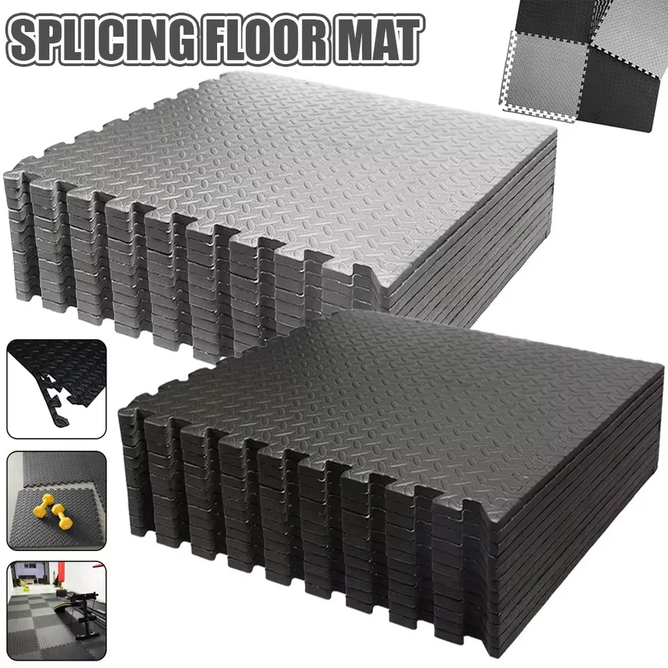 Bodenschutzmatten 60x60cm 12er Set – EVA Schaumstoff Puzzlematten für Homegym & Fitness