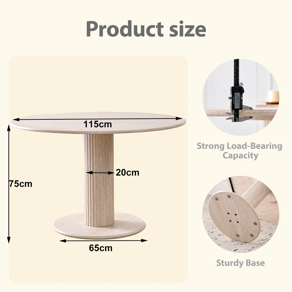 Runder Glas Esstisch 115cm – Moderner Küchentisch aus Glas & Holz für 4 Personen