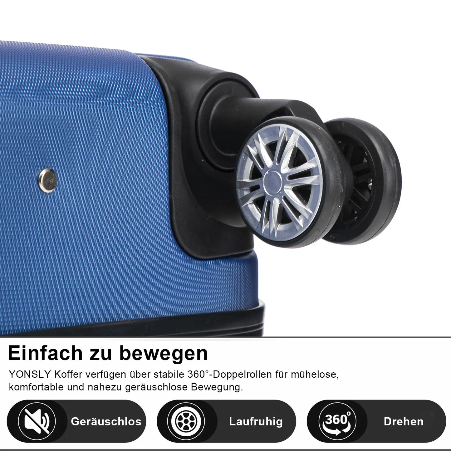 Hartschalen Koffer ABS – Leichtes Handgepaeck & Reisekoffer mit 360 Rollen & Zahlenschloss