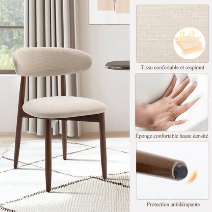Polsterstühle 2er Set Holz Beige – Moderne Esszimmerstühle mit Stoffbezug & Ergo-Rückenlehne
