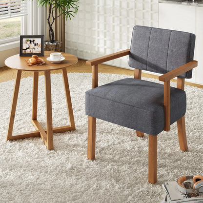 Loungesessel Beige – Moderner Cord Polstersessel mit Holzgestell & Armlehnen fuer Wohnzimmer & Schlafzimmer