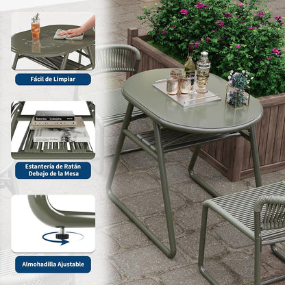 Bistro Set 3-teilig Wetterfest Metall – Modernes Gartenmöbel Set mit 2 Stühlen & Tisch