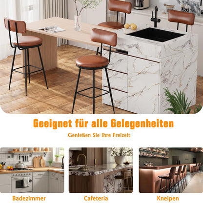 Barhocker 2er Set Schwarz – Moderne Tresenstuehle aus Kunstleder & Metall fuer Kueche, Bar & Counter bis 120kg
