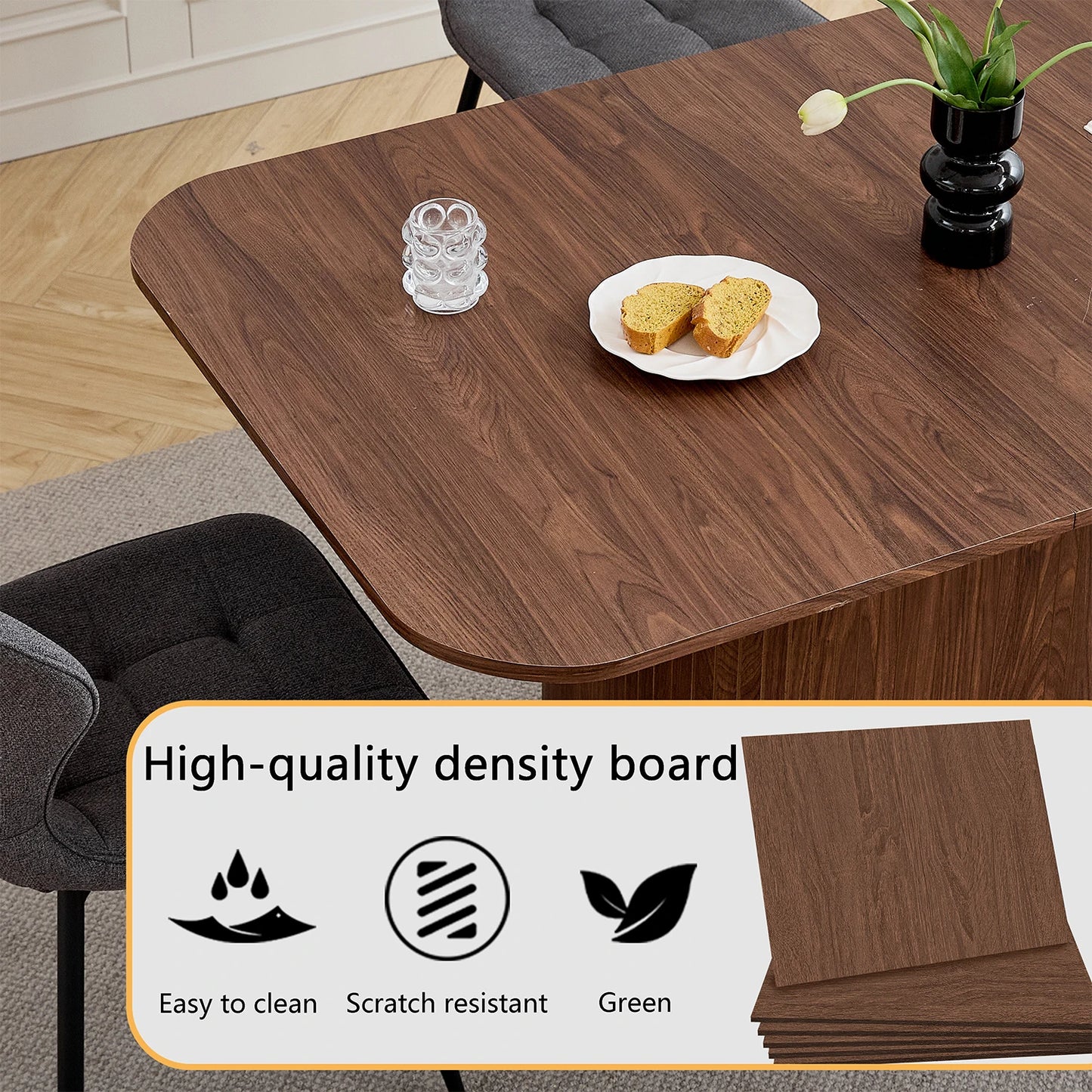Ovaler Esstisch Holzoptik 160x90cm – Moderner Küchentisch aus MDF für 4-6 Personen