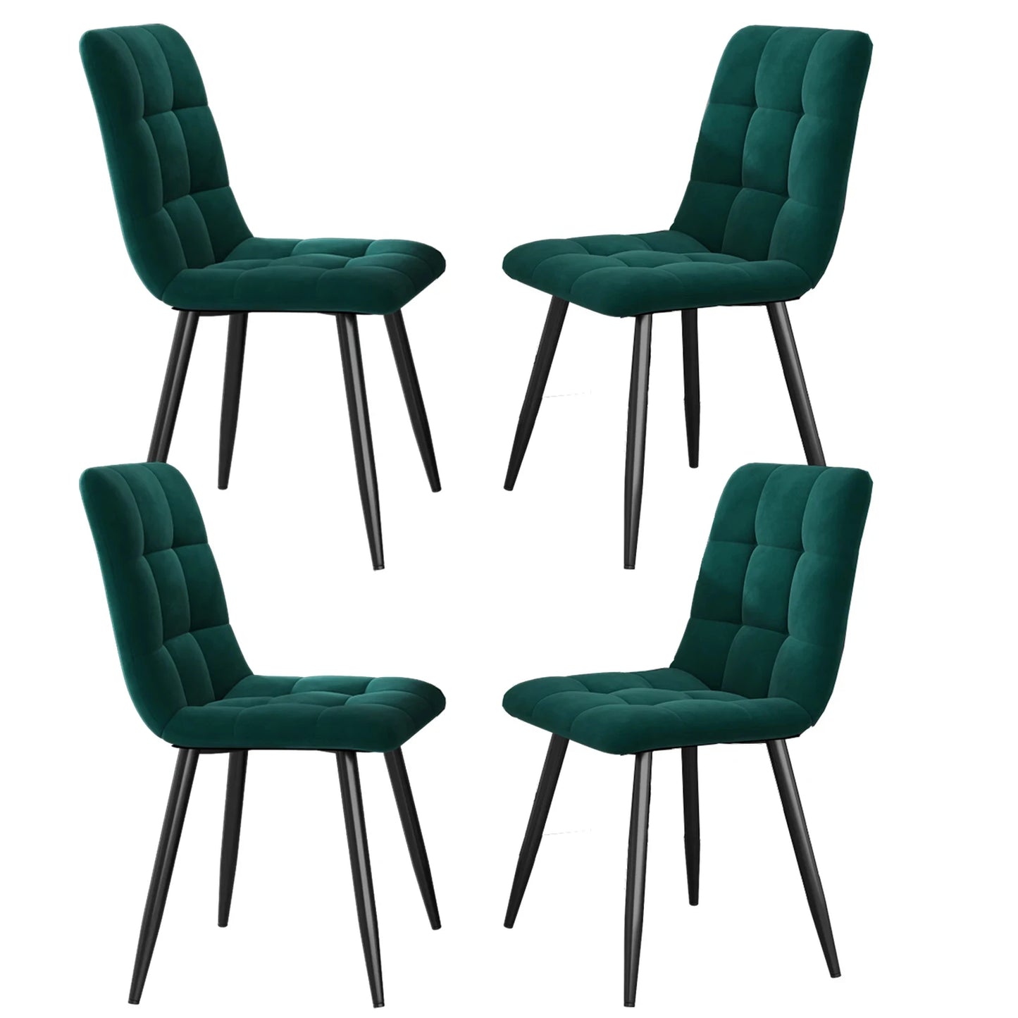 Moderne Samt Esszimmerstühle 4er Set Grau – Ergonomische Küchenstühle Polsterstuhl Metall