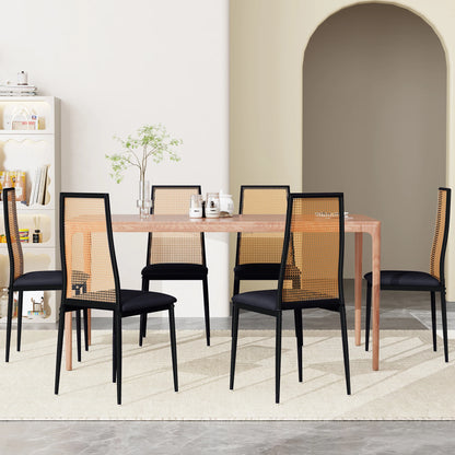 Rattan Esszimmerstühle 2er Set Holzoptik – Polsterstühle Wiener Geflecht für Küche & Wohnzimmer