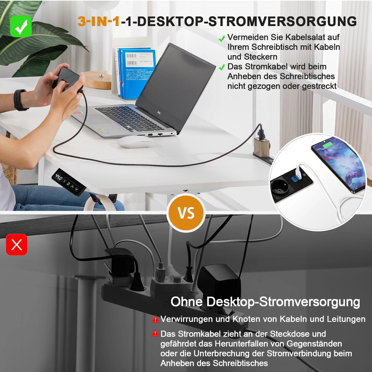 Elektrischer Höhenverstellbarer Stehschreibtisch 160 cm – Ergonomischer Schreibtisch mit USB & Memory-Funktion