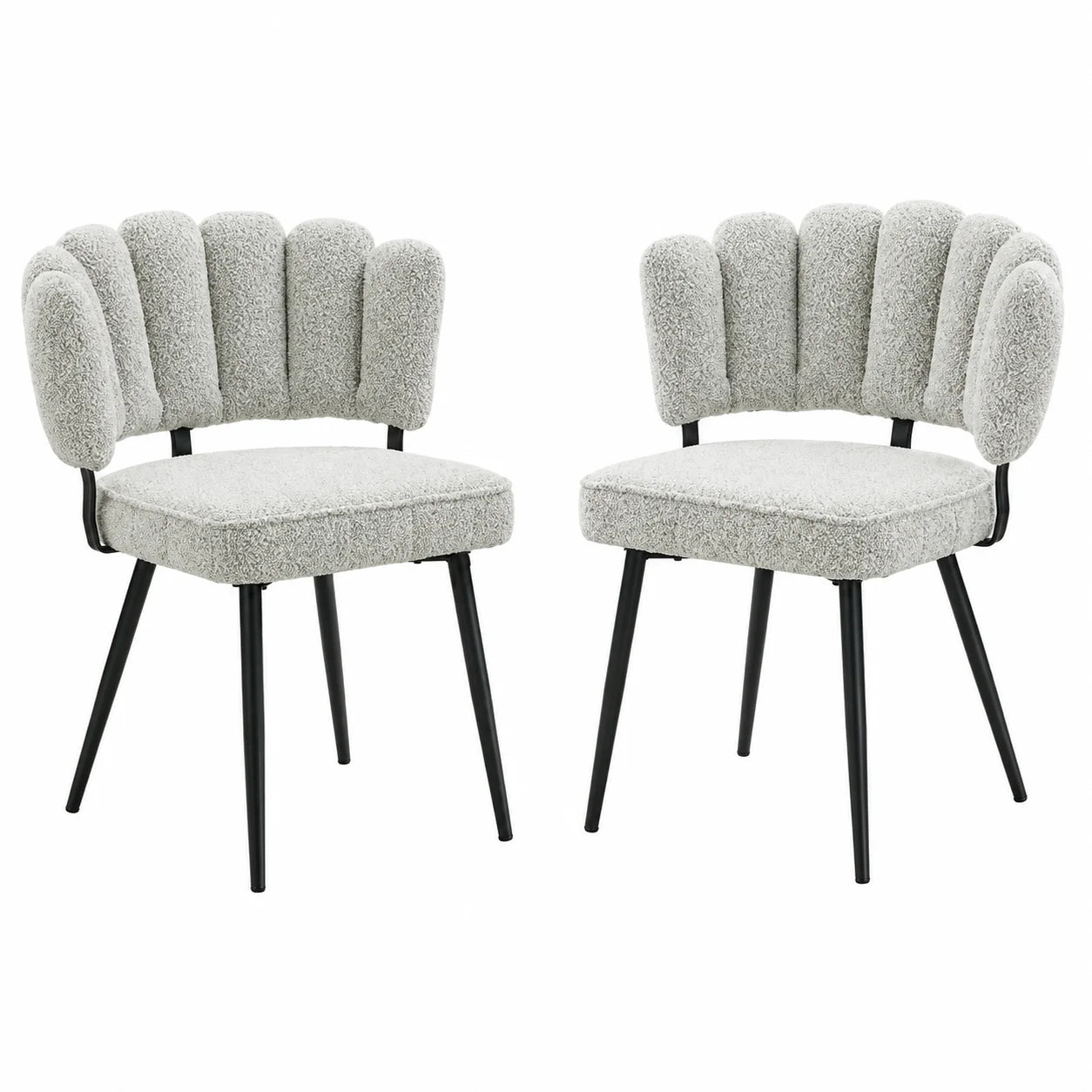 Esszimmerstuhl 2er Set Beige – Modernes Polsterstuhl Set aus Samt in Blutenform mit Metallbeinen bis 120kg