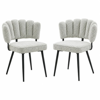Esszimmerstuhl 2er Set Beige – Modernes Polsterstuhl Set aus Samt in Blutenform mit Metallbeinen bis 120kg