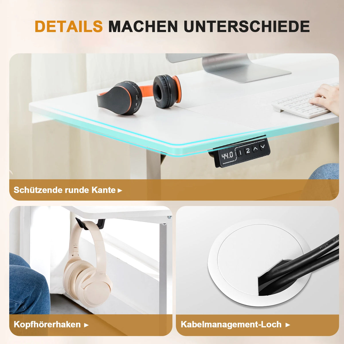 Elektrischer Höhenverstellbarer Stehschreibtisch 160 cm – Ergonomischer Schreibtisch mit USB & Memory-Funktion
