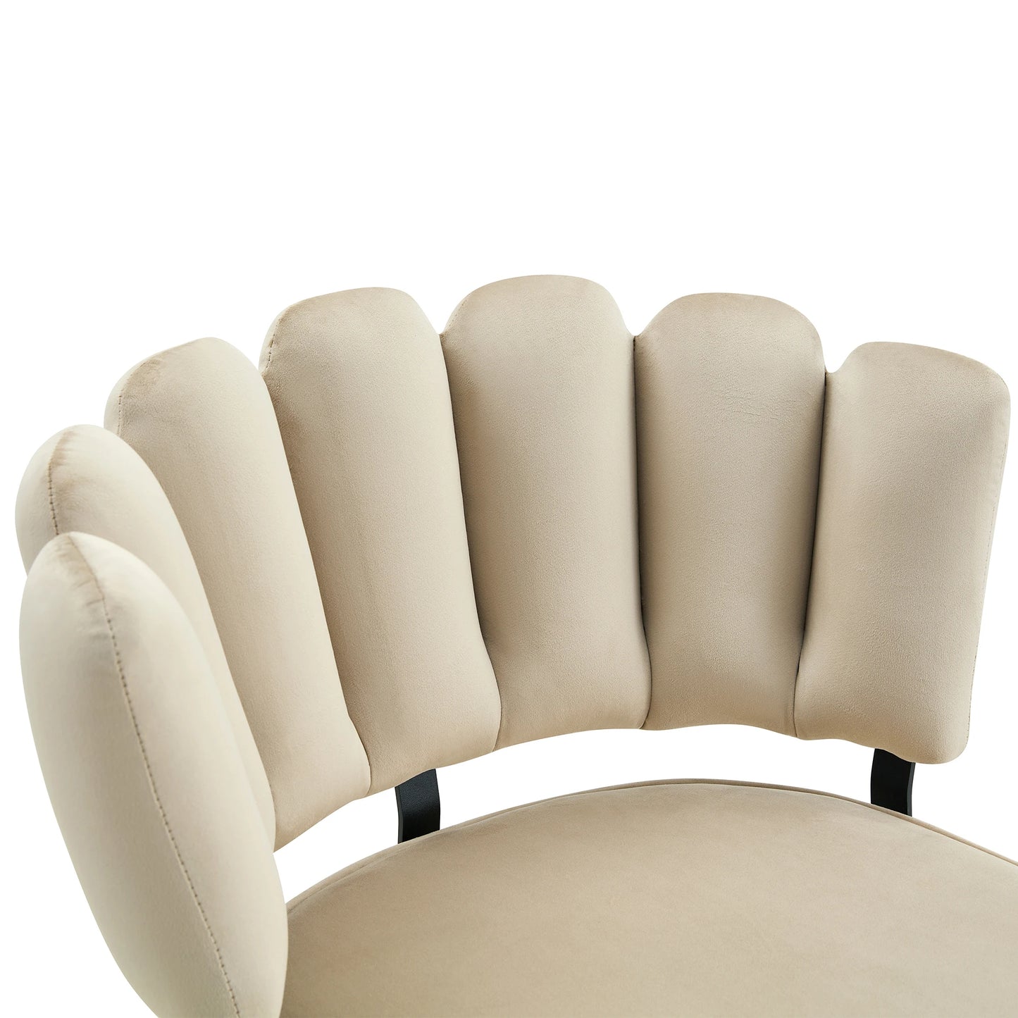 Esszimmerstuhl 2er Set Beige – Modernes Polsterstuhl Set aus Samt in Blutenform mit Metallbeinen bis 120kg