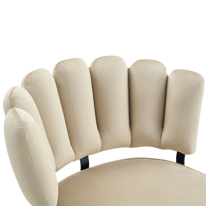 Esszimmerstuhl 2er Set Beige – Modernes Polsterstuhl Set aus Samt in Blutenform mit Metallbeinen bis 120kg