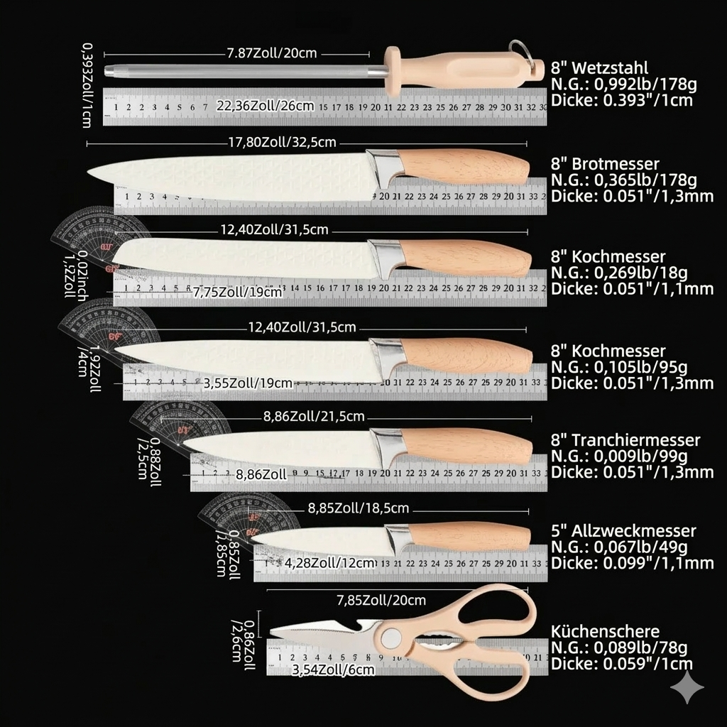 7-teiliges Küchenmesser-Set