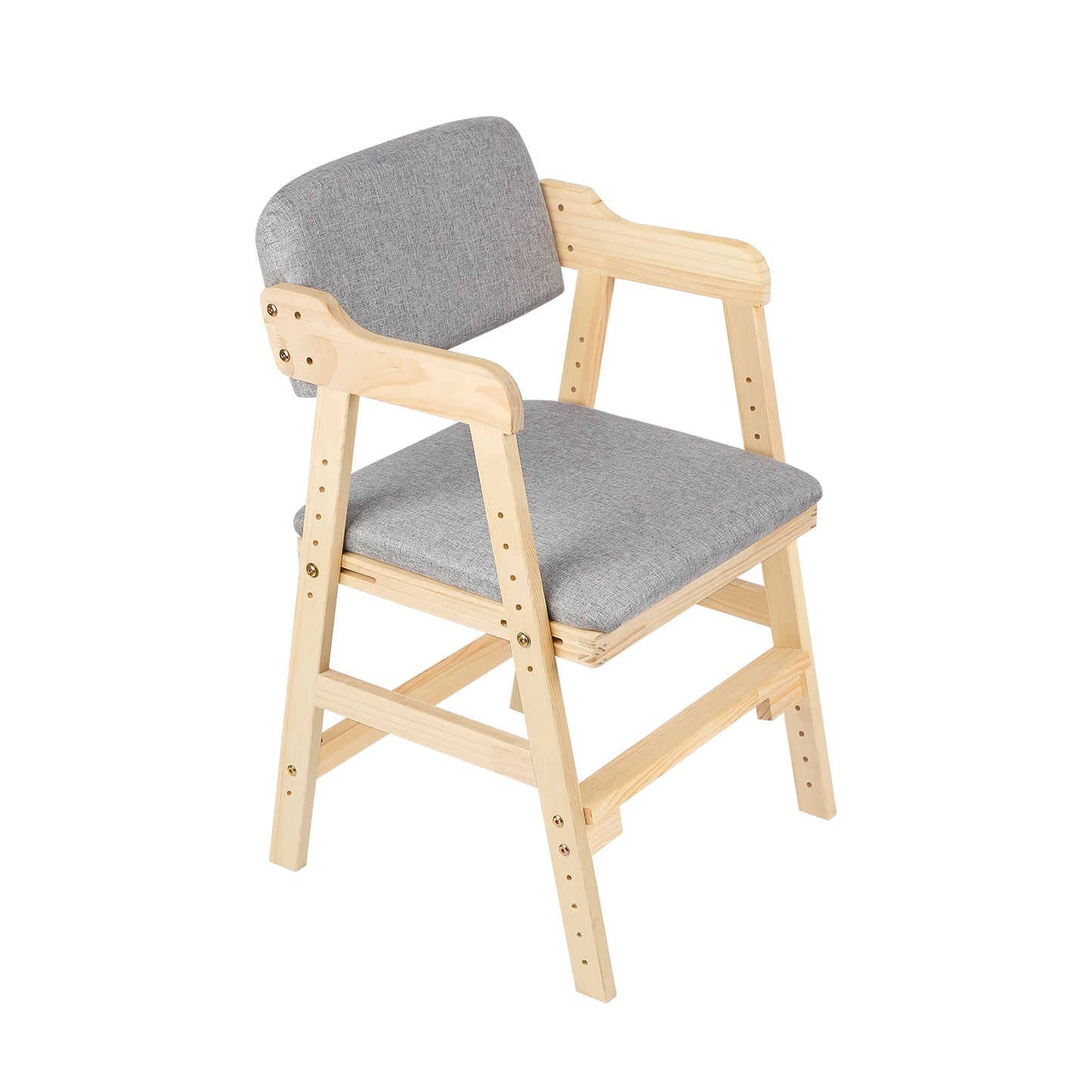 Kinderstuhl Höhenverstellbar aus Kiefernholz – Ergonomischer Mitwachsender Holzstuhl bis 90kg