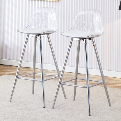 Barhocker 2er Set Modern – Ergonomische Tresenstuehle mit Fussstütze & Metallgestell fuer Kueche & Bar bis 120kg