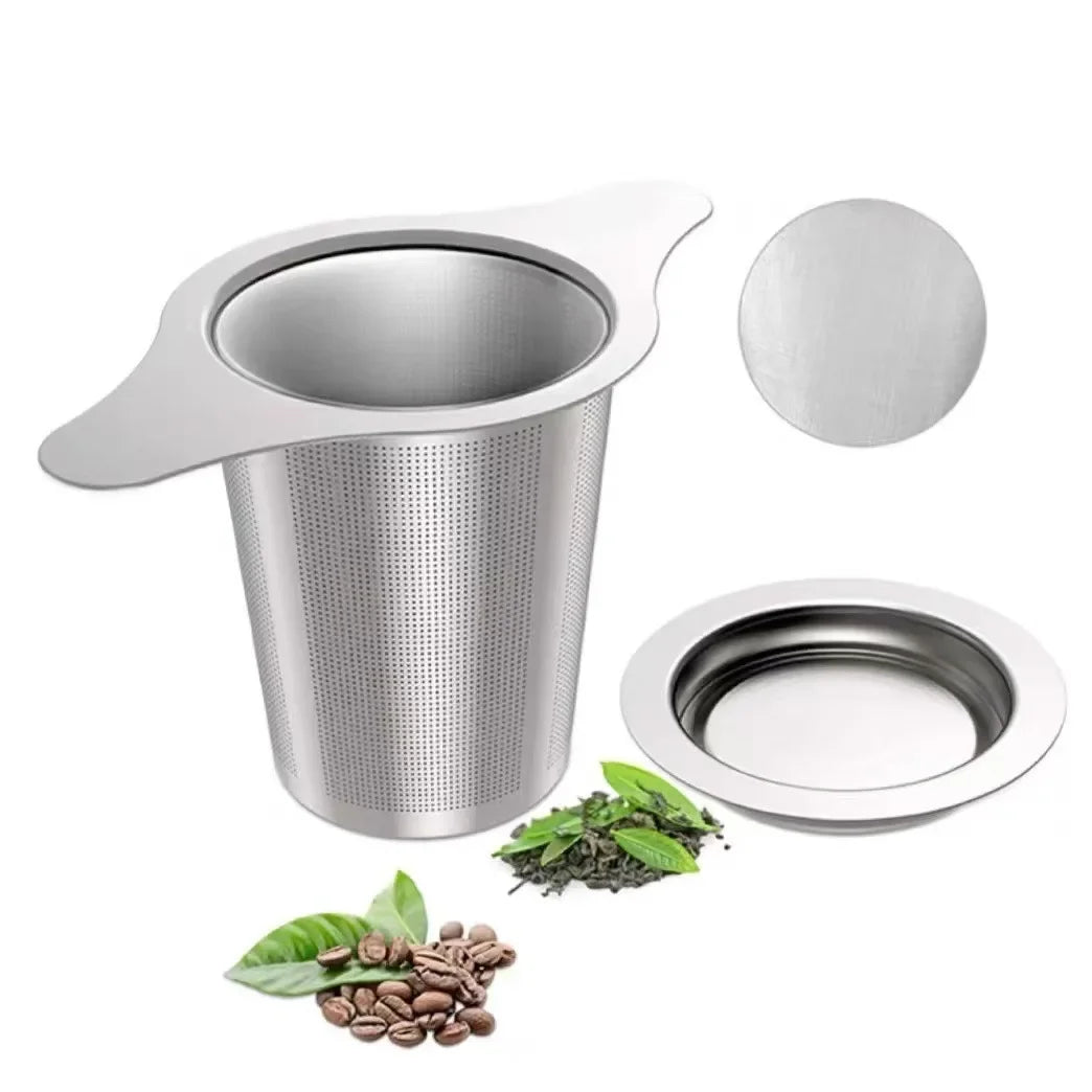 Edelstahl Teeseiher mit Silikondeckel – Feines Tee & Kaffeesieb für Tassen & Kannen
