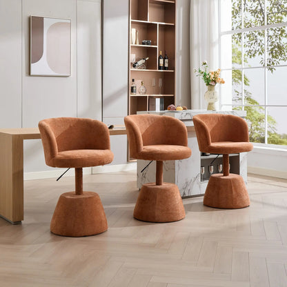 Ergonomischer Drehstuhl Chenille Höhenverstellung – Moderner Polstersessel mit Metalffuss