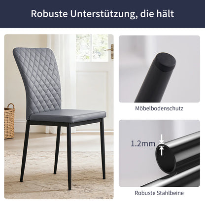 Esszimmerstuhl 6er Set Schwarz – Modernes Freischwinger Set aus PU Kunstleder mit Armlehnen & Metallgestell