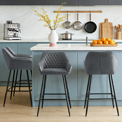 Barhocker 2er Set Kunstleder Schwarz – Moderne Tresenstühle mit Rückenlehne & Fußstütze
