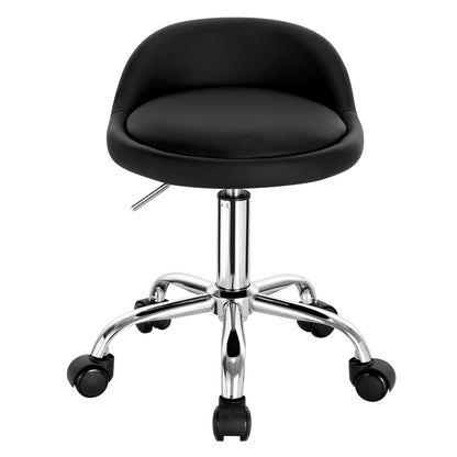 Höhenverstellbarer Rollhocker Samt Dunkelgrau – Ergonomischer Arbeitshocker mit Rückenlehne