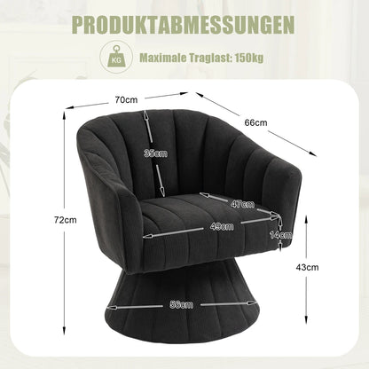 Drehsessel Beige – Modernes 360 Grad Cord Polstersessel Set mit Holzgestell bis 150kg