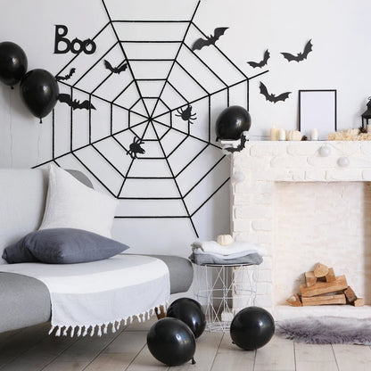 Halloween Spinnennetz Deko Schwarz Weiß 1.5m 2.5m – Spukhaus Dekoration für Garten & Party