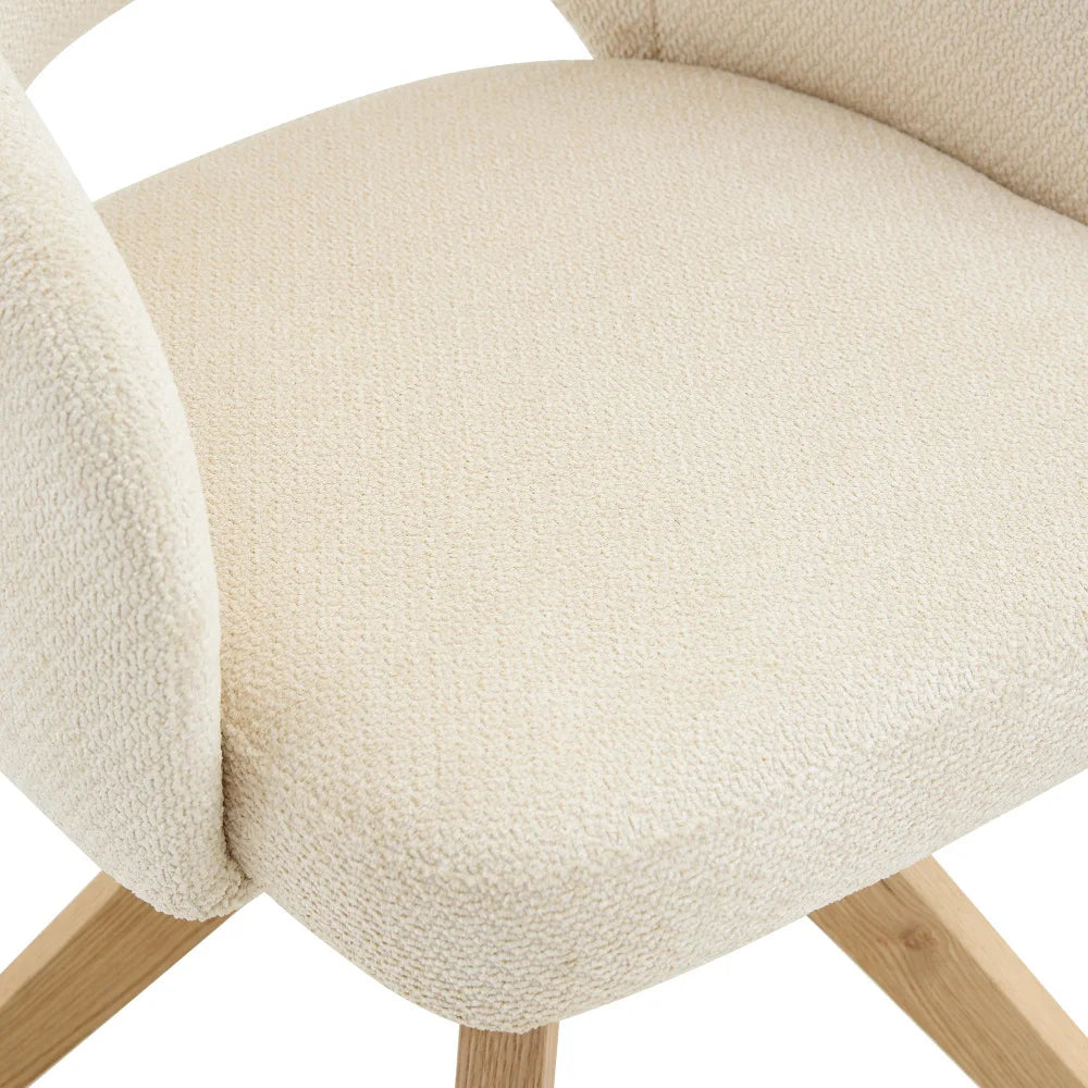 Drehbare Esszimmerstühle 2er Set Beige – Polsterstühle mit Massivholzbeinen & 360° Funktion