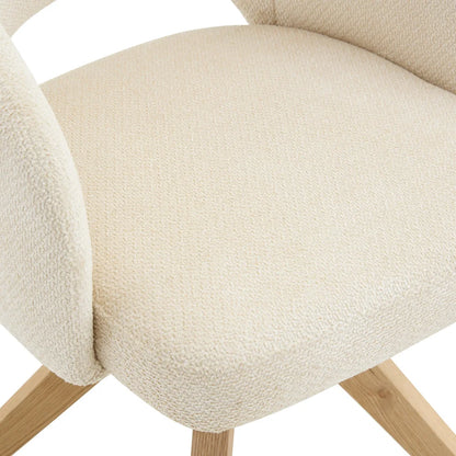 Drehbare Esszimmerstühle 2er Set Beige – Polsterstühle mit Massivholzbeinen & 360° Funktion
